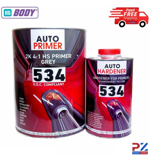 HB Body 534 High Build 2K Grey Primer 5 Litre Kit Compliant 4L & 1L Hardener